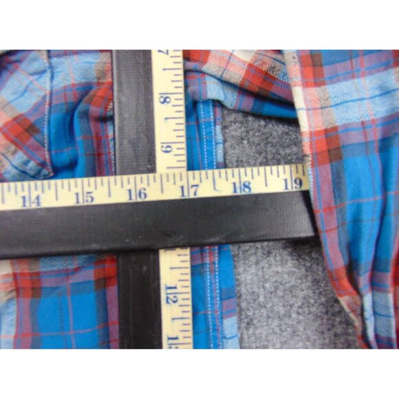 Jachs Flannel Shirt Mens Med Blue Red Plaid Western Pearl Snaps - Picture 6 of 7